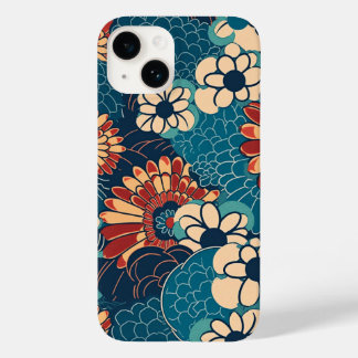 COQUE POUR iPhone 14 日本の伝統的なヴィンテージデザインを使用したアート作品 花
