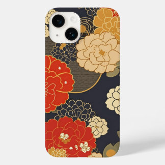 COQUE POUR iPhone 14 日本の伝統的なヴィンテージデザインを使用したアート作品 花
