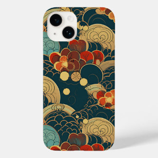 COQUE POUR iPhone 14 日本の伝統的なヴィンテージデザインを使用したアート作品 花