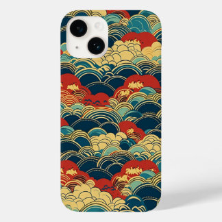 COQUE POUR iPhone 14 日本の伝統的なヴィンテージデザインを使用したアート作品 雲