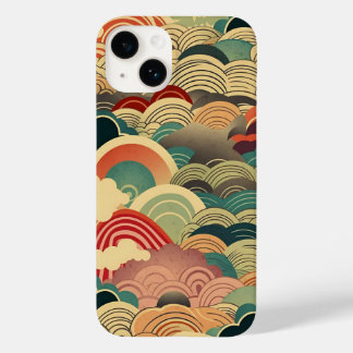 COQUE POUR iPhone 14 日本の伝統的なヴィンテージデザインを使用したアート作品 雲