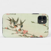 Coques Case-Mate iPhone 桃の花に燕, fleur de pêche de 広重 et hirondelle, (Dos (Horizontal))