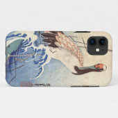 Coques Case-Mate iPhone 波と鶴, grue de 広重 et vagues, Hiroshige, Ukiyo-e (Dos (Horizontal))