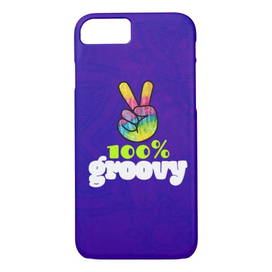 Coques Case-Mate iPhone 100% Groovy Rainbow Hand Peace Sign (Dos)