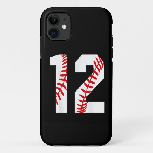 Coques Case-Mate iPhone 12e anniversaire Baseball grand nombre Douze (Dos)