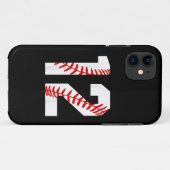 Coques Case-Mate iPhone 12e anniversaire Baseball grand nombre Douze (Dos (Horizontal))