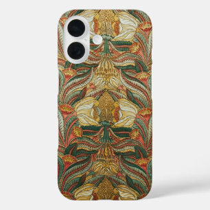 Coques iPhone 16 1882 Grandes Fleurs Vintages et Vert doré Feuille