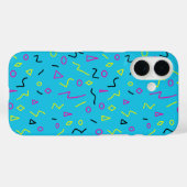 Coques Case-Mate iPhone 1980 Memphis Style bleu clair rose jaune rétro (Verso (horizontal))