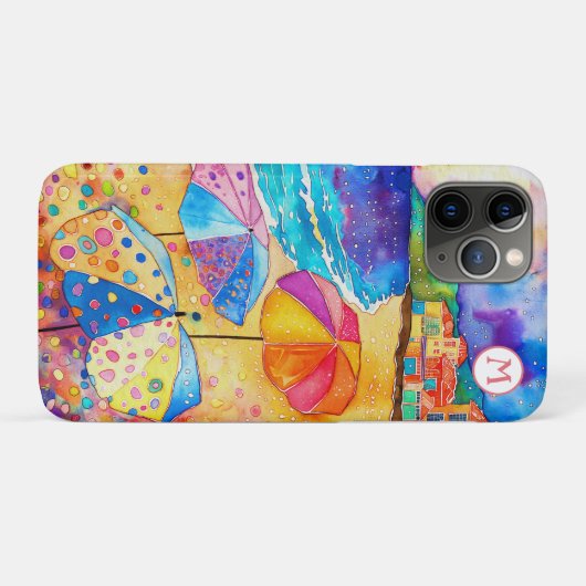 Coques Case-Mate iPhone *~* 1 Aquarelle Mer Plage Sable Parapluie (Dos (Horizontal))