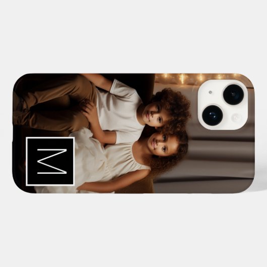 Coques Case-Mate iPhone 1 Collage photo avec Monogramme carré (Verso (horizontal))