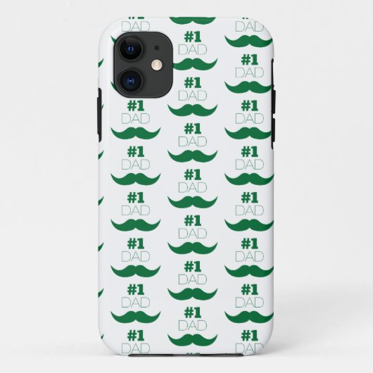 Coques Case-Mate iPhone #1 Papa Moustache verte - Numéro Un (Dos)
