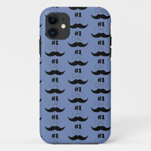 Coques Pour iPhone #1 Papa Mustache bleue et noire - Numéro un