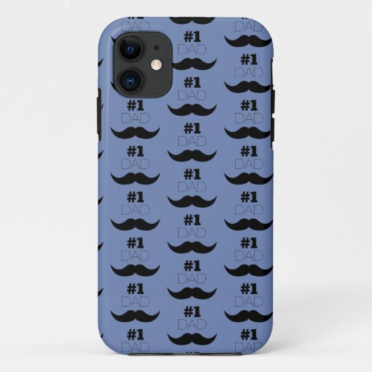 Coques Case-Mate iPhone #1 Papa Mustache bleue et noire - Numéro un (Dos)