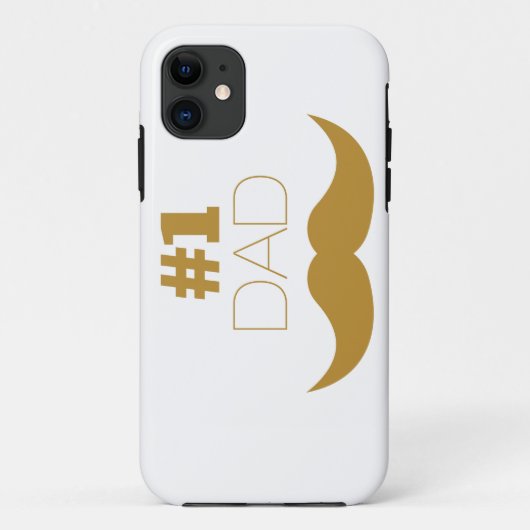Coques Case-Mate iPhone #1 Papa Mustache d'or - Numéro Un (Dos)