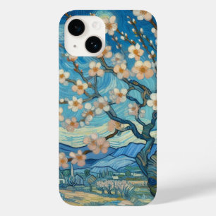 Coque Pour iPhone 14 21e Anniversaire crème bleu fleur amande