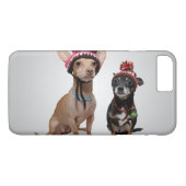 Coques Case-Mate iPhone 2 chiens avec les casquettes drôles (Dos (Horizontal))