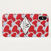 Coques Case-Mate iPhone 2 Coeurs rouges Répétant le Motif mou (Dos (Horizontal))