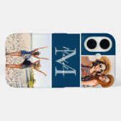Coques Case-Mate iPhone 2 Collage Photo Monogrammé Bleu  (Verso (horizontal))