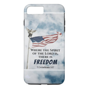 Case-Mate iPhone Case 2 Corinthiens 3:17 Il y a Liberté, drapeau américa