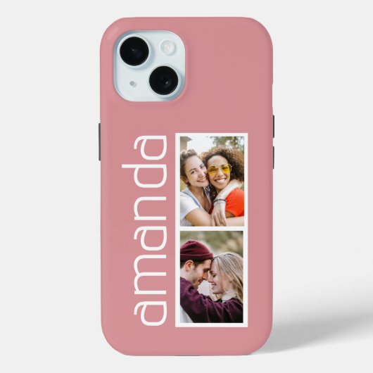 Coques Case-Mate iPhone 2 photos et nom tendance peuvent changer Black iPh (Verso)