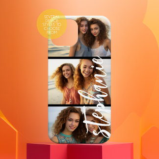 Coque Pour iPhone 15 3 Collage photo - Photos horizontales avec nom per