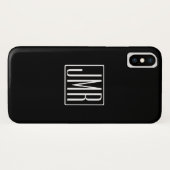 Coques Case-Mate iPhone 3 Initiales Monogramme | Noir & Blanc (ou couleur (Dos (Horizontal))