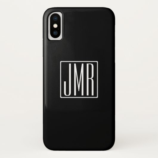 Coques Case-Mate iPhone 3 Initiales Monogramme | Noir & Blanc (ou couleur (Dos)