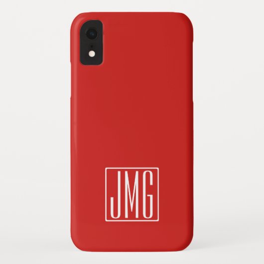 Coques Case-Mate iPhone 3 Initiales Monogramme | Rouge & Blanc (ou couleur (Dos)