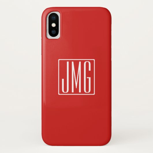Coques Case-Mate iPhone 3 Initiales Monogramme | Rouge et blanc (ou couleu (Dos)