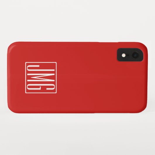 Coques Case-Mate iPhone 3 Initiales Monogramme | Rouge et blanc (ou couleu (Dos (Horizontal))
