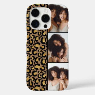 Coques iPhone 16 Pro 3 Photo Brun Et Imprimé Léopard Doré