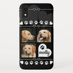 Case-Mate iPhone Case 3 Photo Collage Nom du chien Coeur noir et blanc