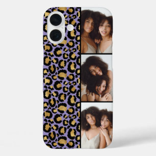 Coques iPhone 16 Plus 3 Photo Imprimé Léopard Violet Et Or