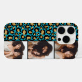 Coques Case-Mate iPhone 3 Photo Turquoise Et Imprimé Léopard Doré (Verso (horizontal))