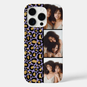 Coques iPhone 16 Pro 3 Photo Violet Et Or Imprimé Léopard