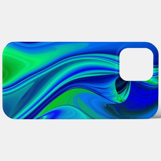 Coques Case-Mate iPhone 3D Abstrait en bleu vert violet (Verso (horizontal))