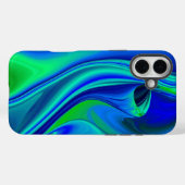 Coques Case-Mate iPhone 3D Abstrait en bleu vert violet (Verso (horizontal))