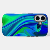 Coques Case-Mate iPhone 3D Abstrait en bleu vert violet (Verso (horizontal))