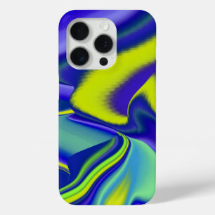 Coque iPhone 15 Pro 3D Abstrait en bleu vert violet