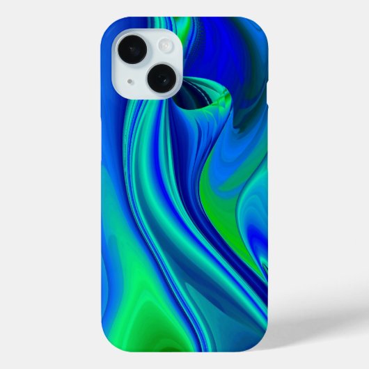 Coques Case-Mate iPhone 3D Abstrait en bleu vert violet (Verso)