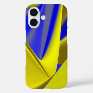 Coques iPhone 16 3D Abstrait en or jaune bleu vert