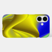 Coques Case-Mate iPhone 3D Abstrait en or jaune bleu vert (Verso (horizontal))