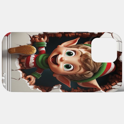 Coques Case-Mate iPhone 3d Drôle mignon elf de Noël (Verso (horizontal))