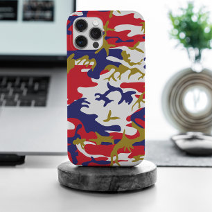 Coque iPhone 15 Pro Max 4 juillet, Jour de l'Indépendance, Or de camouflag