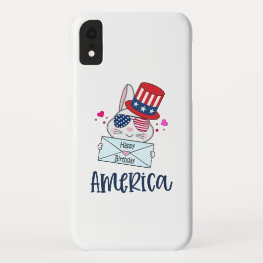 Coques Case-Mate iPhone 4 juillet lapin avec les Etats-Unis Drapeau lunett (Dos)