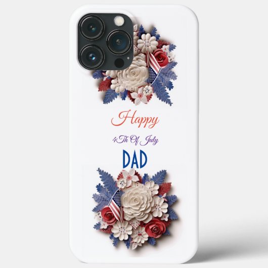 Coques Case-Mate iPhone 4 juillet personnalisée : Fleurs patriotiques 3D (Verso)