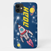 Coques Case-Mate iPhone 4 lettre nommée fusée spatiale bleu jaune (Dos)