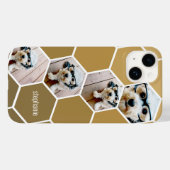 Coques Case-Mate iPhone 4 photos en collage - motif hexagone funky or (Verso (horizontal))