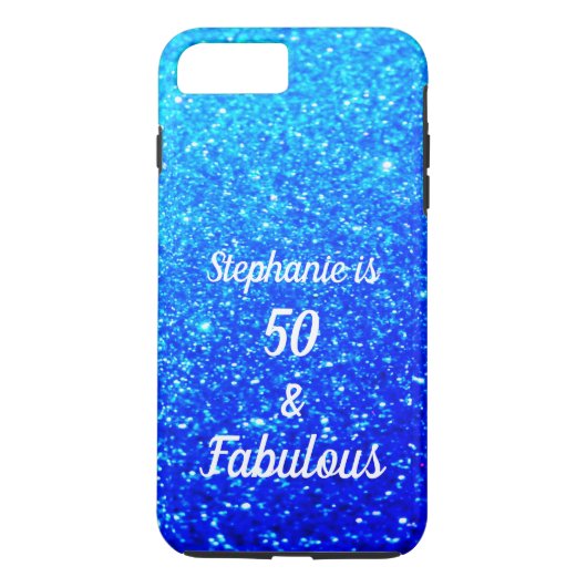 Coques Case-Mate iPhone 50 Et Fabuleux Anniversaire Deep Blue Ombre Glitte (Dos)