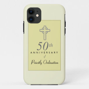 Coque Case-Mate Pour iPhone 50e anniversaire du prêtre avec croix bossée